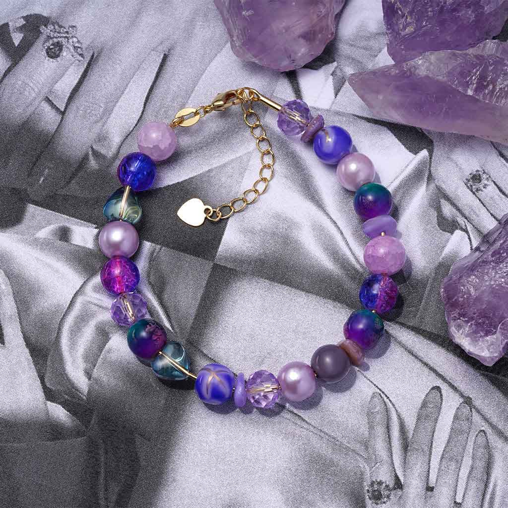Gnoce Crystal Purple Glass DIY Beaded Bracelet_4