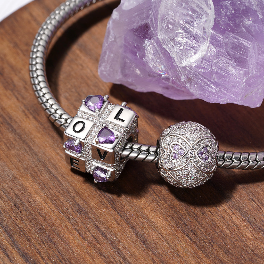 Gnoce Infinite Love Heart Birthstone Round Charm_3