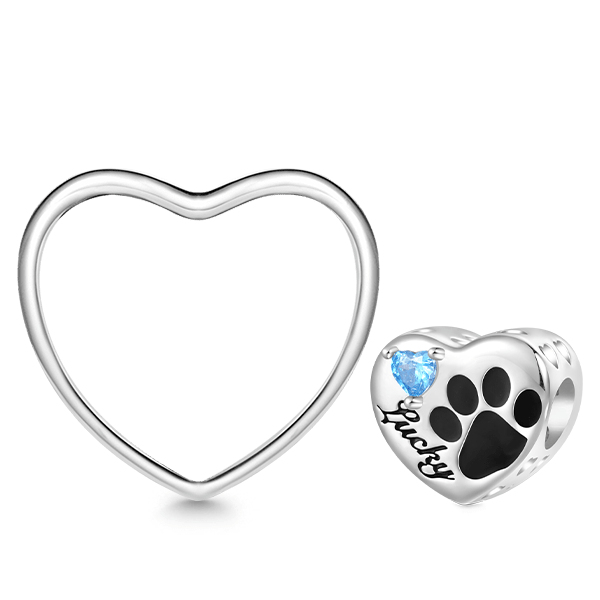 Gnoce Loving Pet Paw Photo Charm Platinum-plated Silver Blend_3