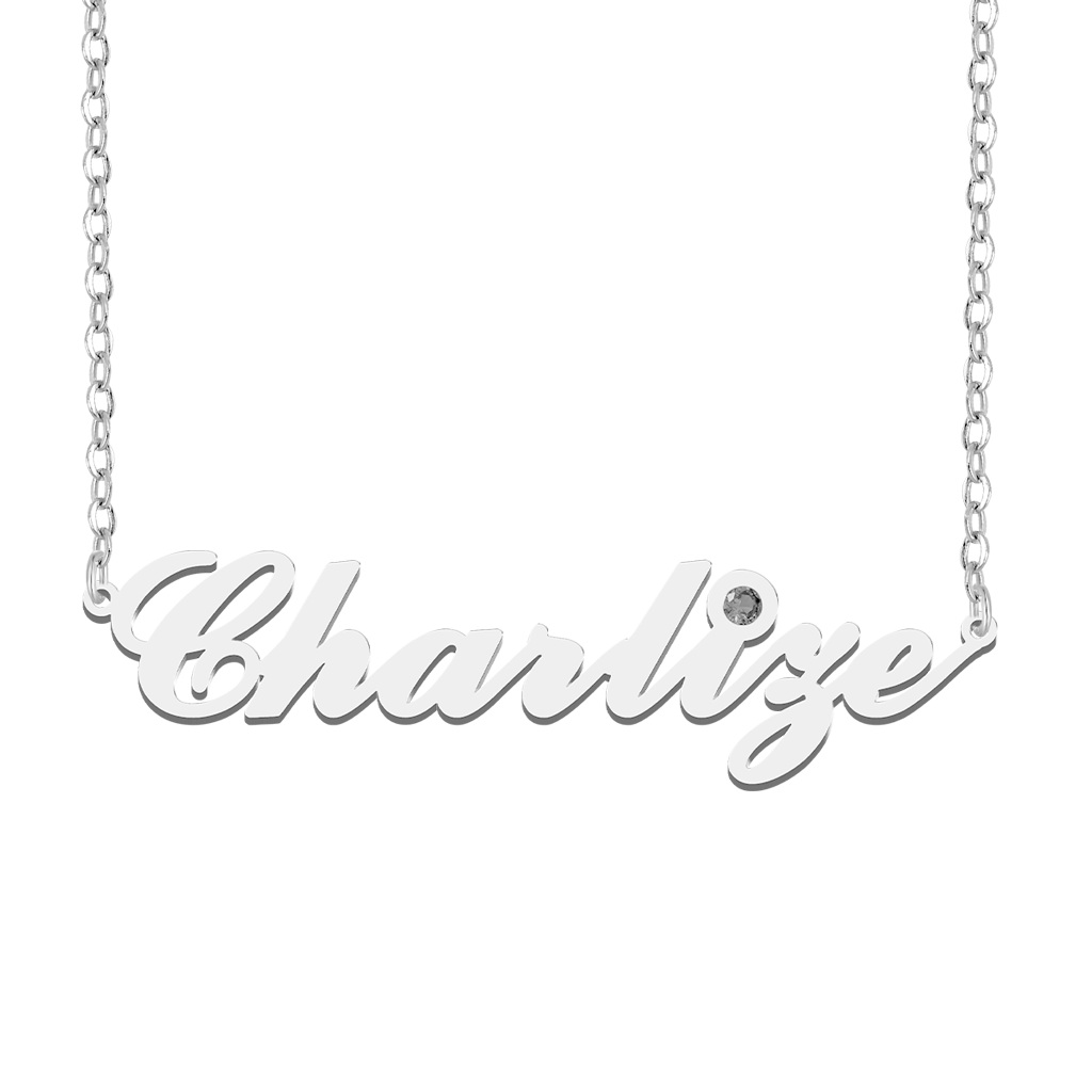 Gnoce Elegance Name Necklace with Birthstone_4