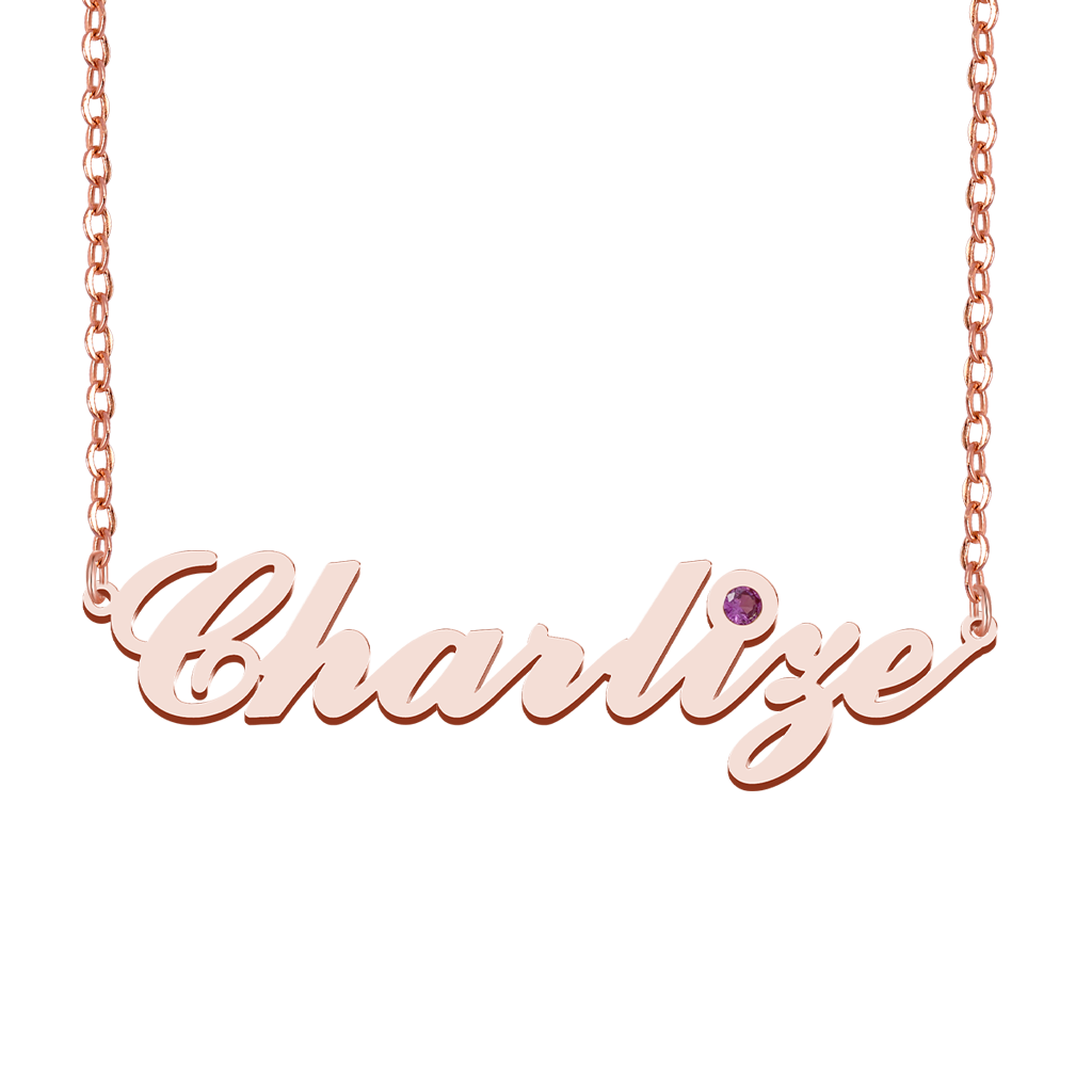 Gnoce Elegance Name Necklace with Birthstone_2