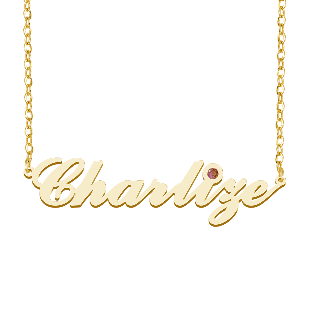 Gnoce Elegance Name Necklace with Birthstone_3