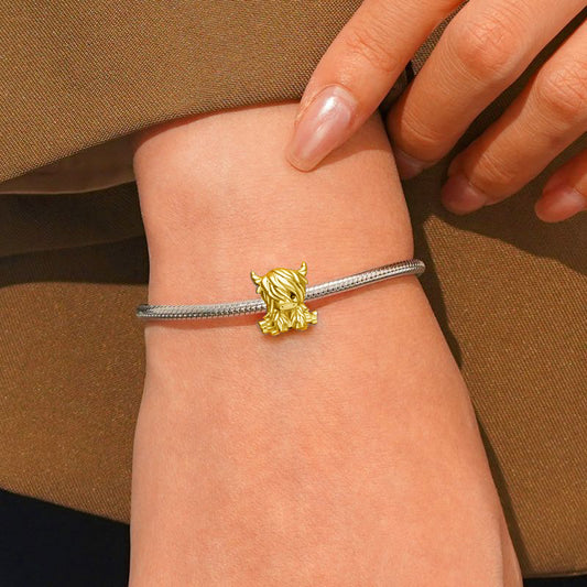 Gnoce 18K Gold Plated Scottish Highland Cow Charm_5