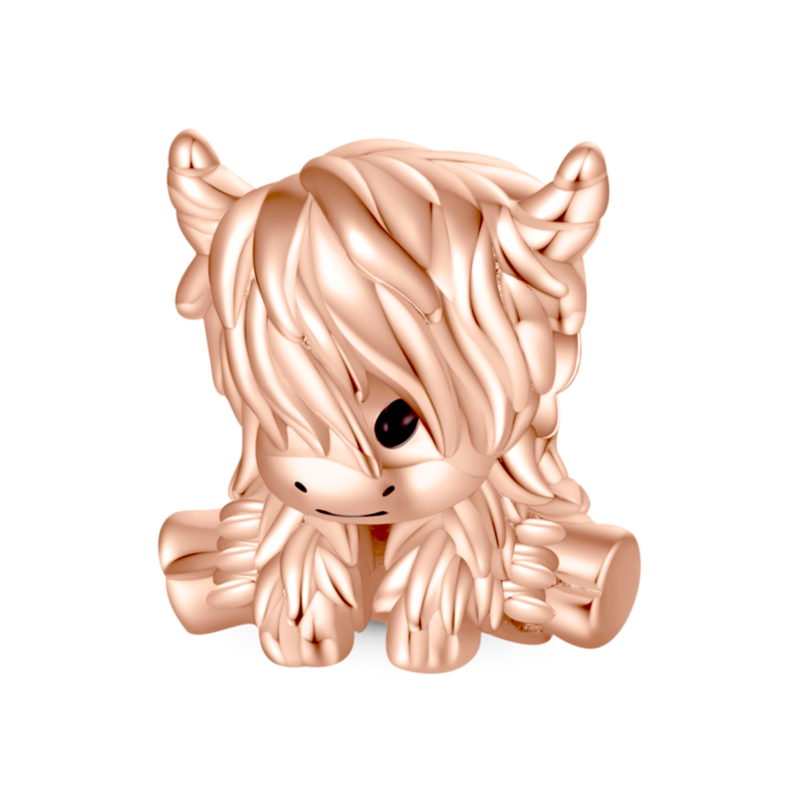 Gnoce Rose Gold Scottish Highland Cow Charm_1