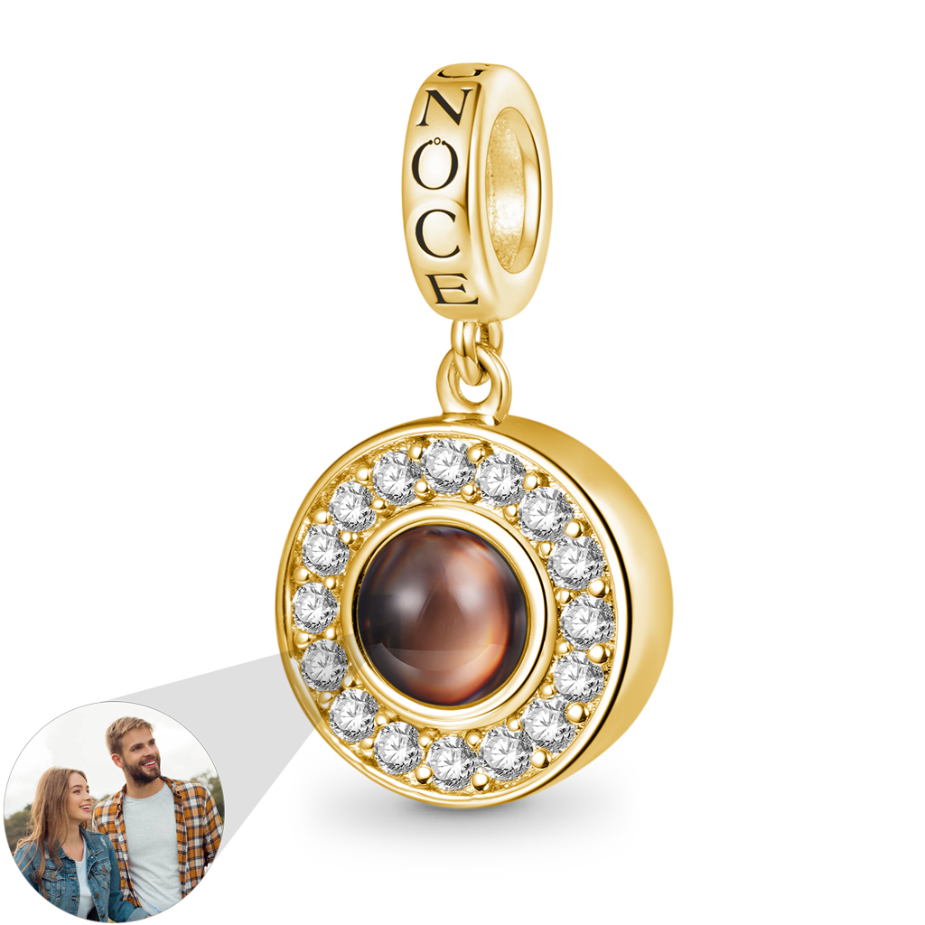 Gnoce 18k Gold Plated Projection Personalized Photo Pendant Dangle Charm_1