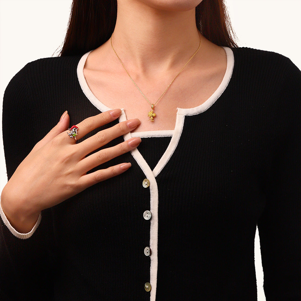 Gnoce Peanuts Woodstock Pave Diamond Pendant Dangle Charm_4