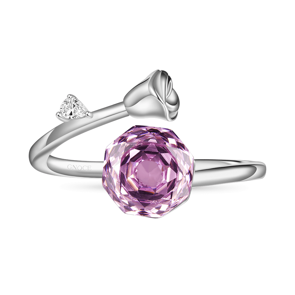 Gnoce Pink Rose Cut Zirconia Open Promise Ring_1