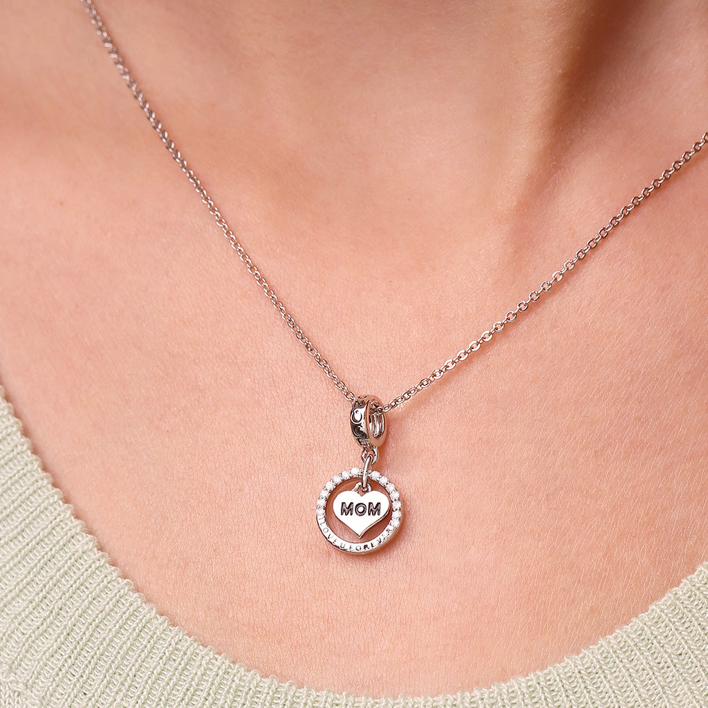 Gnoce Mother's Day 'I Love U Forever' Mom Heart Birthstone Pendant Dangle Charm_6
