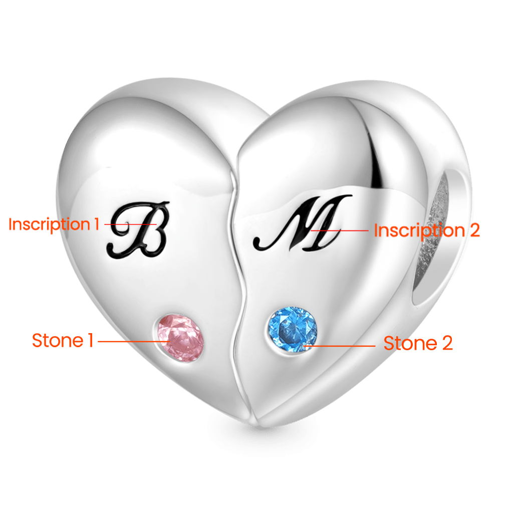 Gnoce Engravable Splicing Hearts Birthstone Pendant Dangle Charm_2