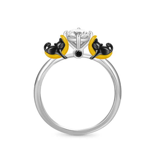 Gnoce Black Cat Moon White Diamond Ring_1