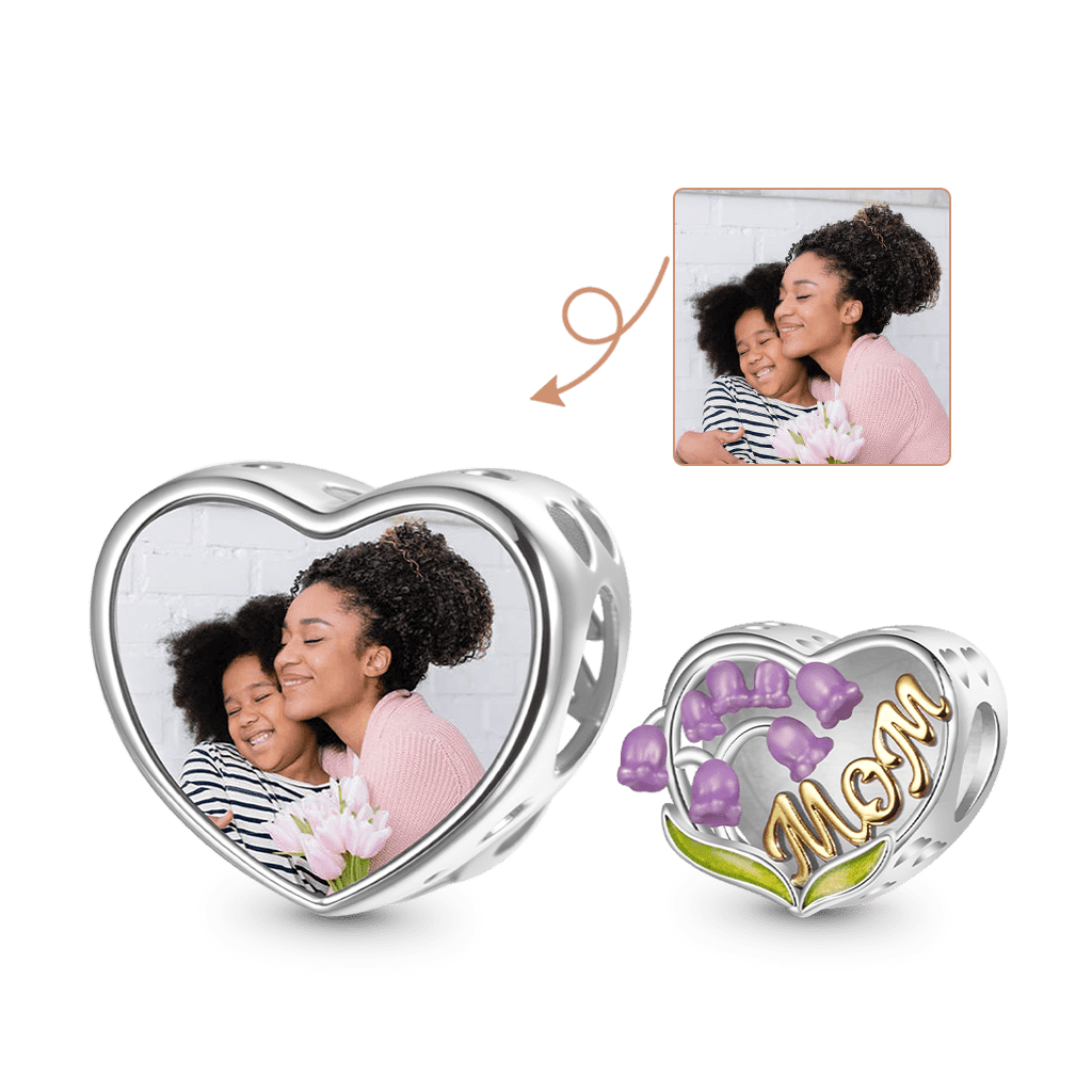 Gnoce Mother's Day Heart Lily of the Valley Photo Charm_1