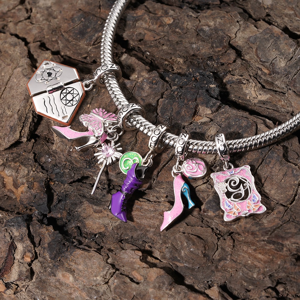 Gnoce Wicked Glinda Bubble Wand Shoe Triple Pendant Dangle Charm_3