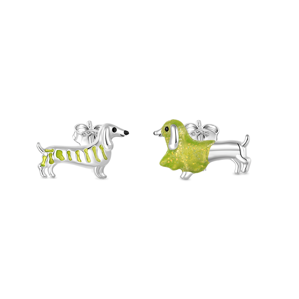 Gnoce Glow-in-the-Dark Dachshund Earrings Platinum-plated Silver Blend_2