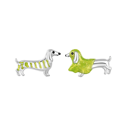 Gnoce Glow-in-the-Dark Dachshund Earrings Platinum-plated Silver Blend_1