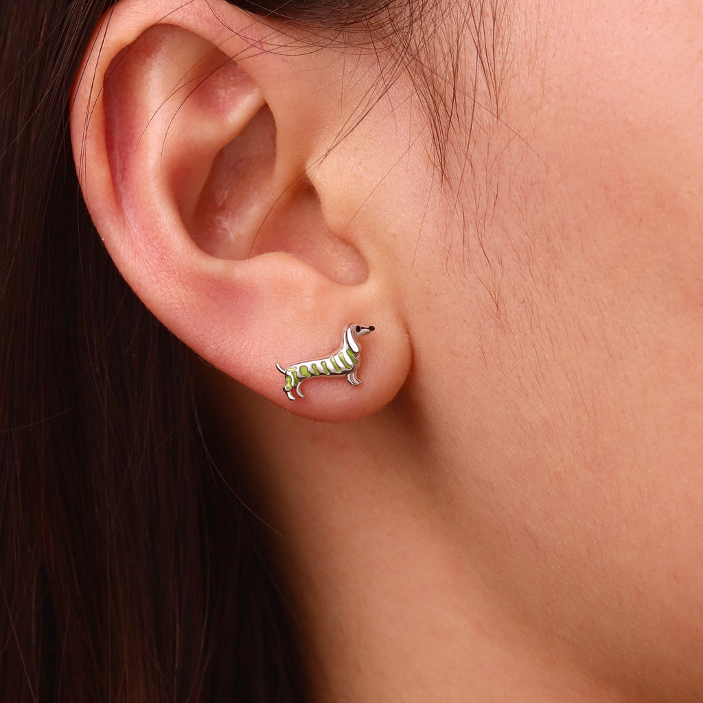 Gnoce Glow-in-the-Dark Dachshund Earrings Platinum-plated Silver Blend_6