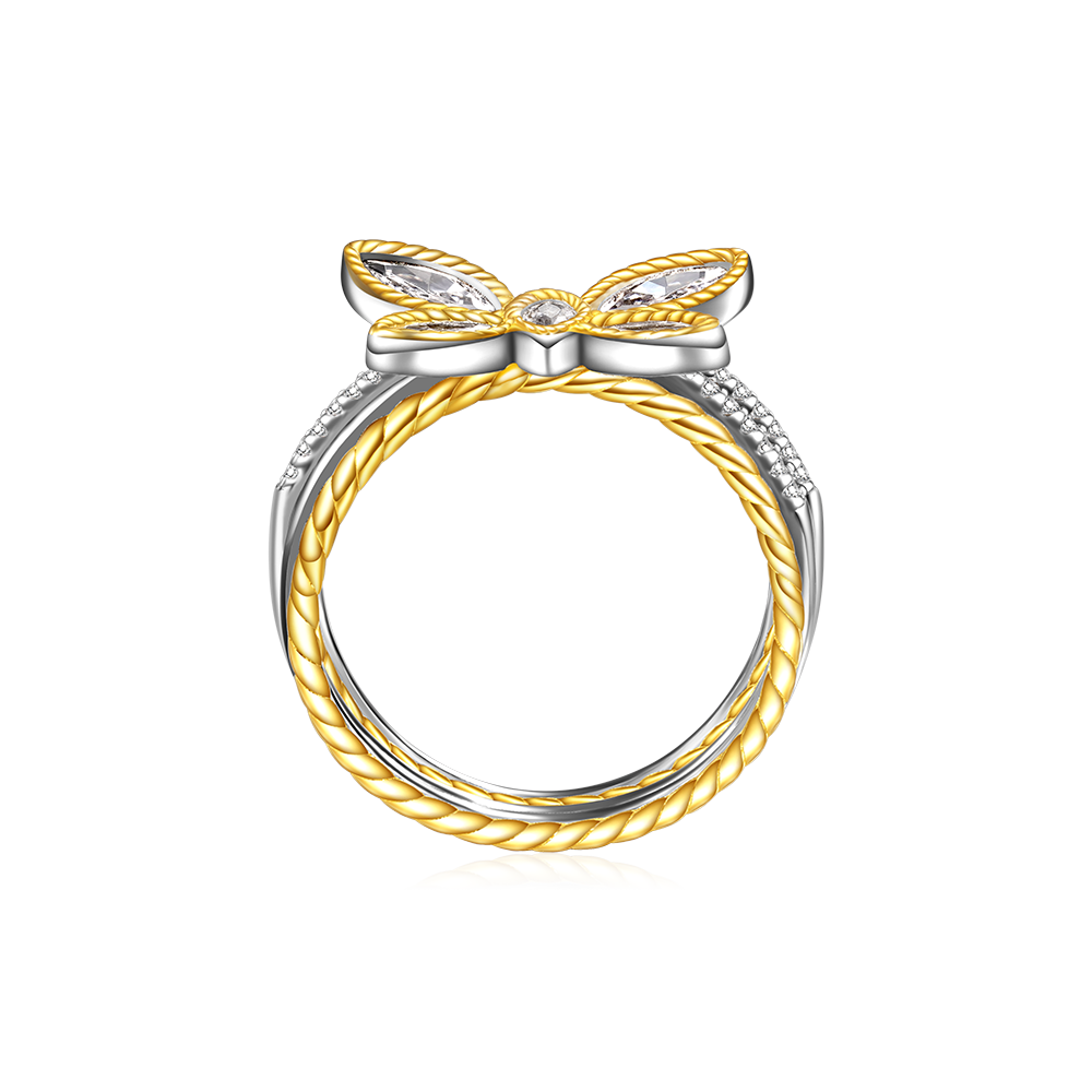 Gnoce Marquise Butterfly Two-tone Fashion Ring_3