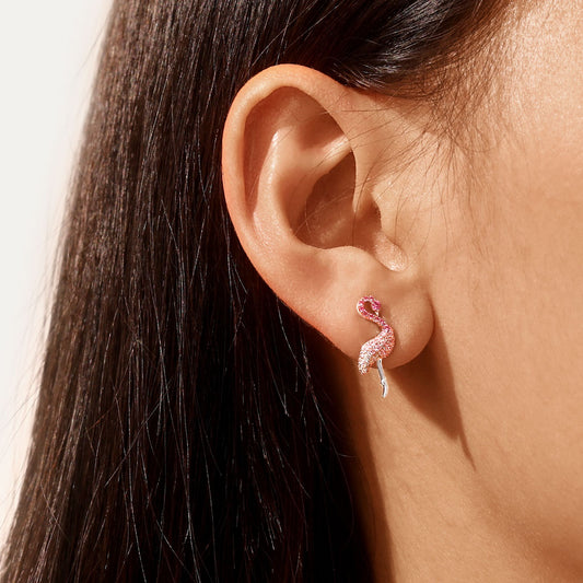 Gnoce Pink Flamingo Earrings Platinum-plated Silver Blend_5
