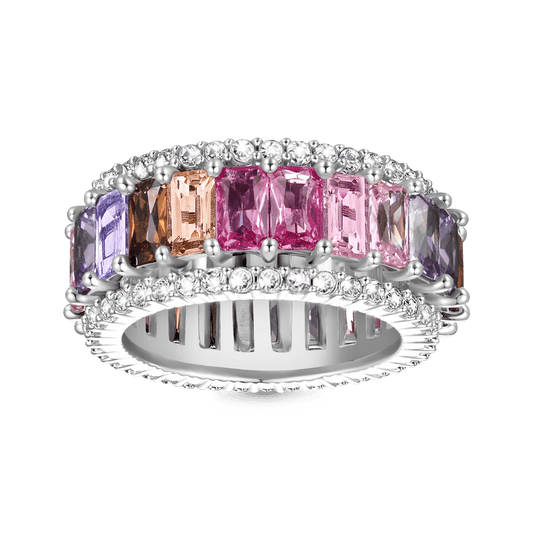 Gnoce Baguette Cut  Gradient Spinner Eternity Band Ring_1