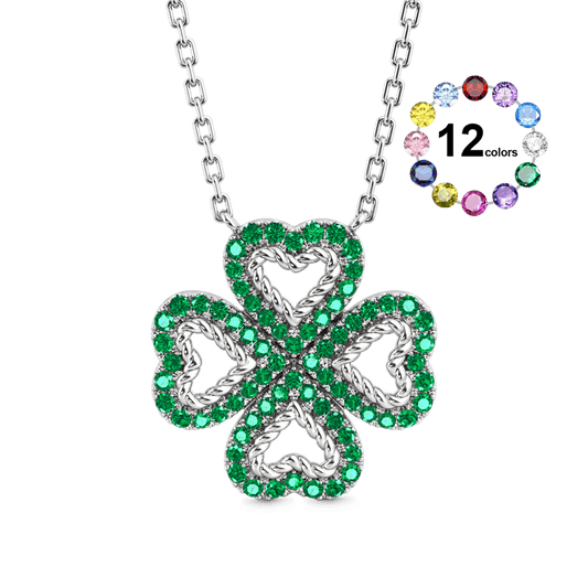 Gnoce Lucky Four-leaf Clover Twisted Rope Necklace_1