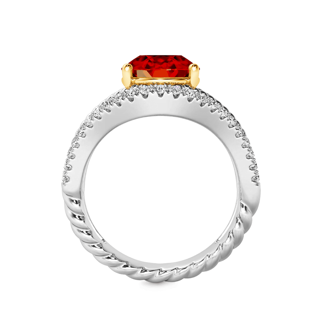 Gnoce Oval Ruby Wide Ring Platinum-plated Silver Blend_2
