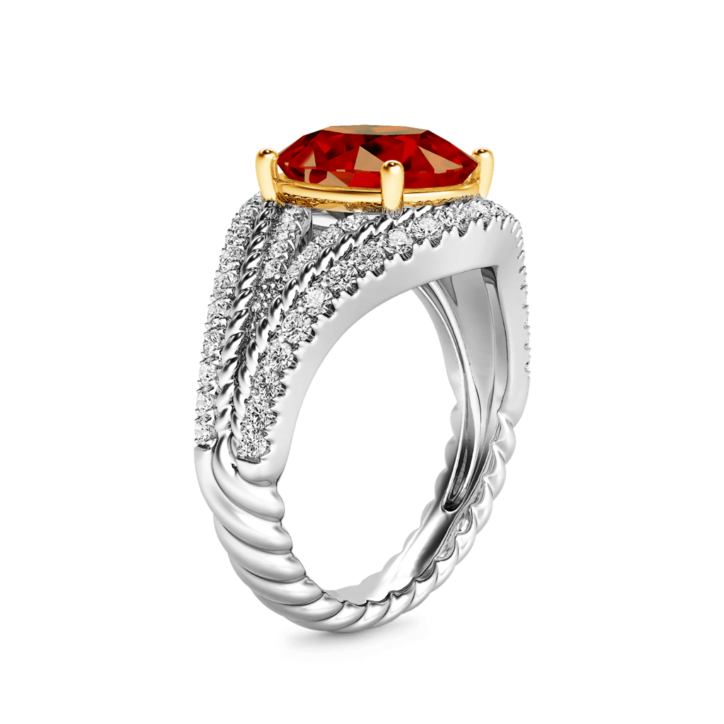 Gnoce Oval Ruby Wide Ring Platinum-plated Silver Blend_4