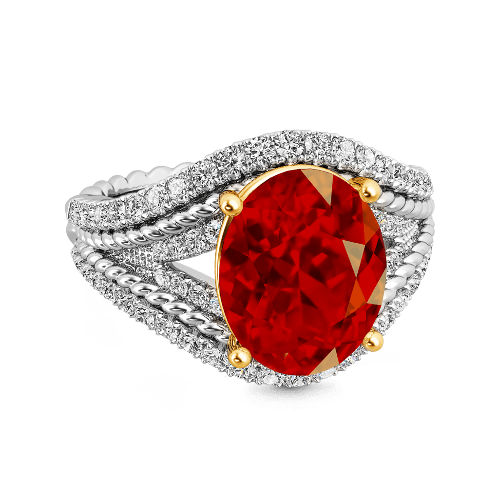 Gnoce Oval Ruby Wide Ring Platinum-plated Silver Blend_3