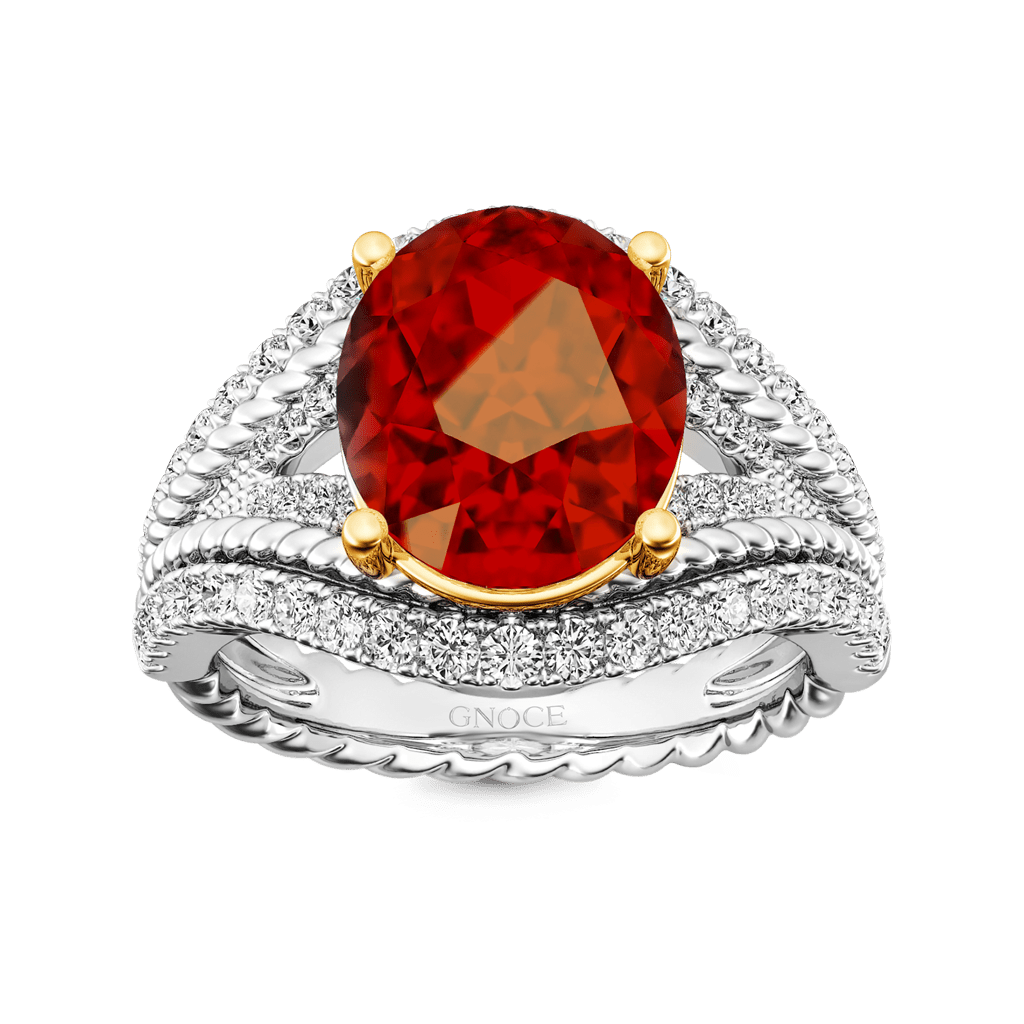Gnoce Oval Ruby Wide Ring Platinum-plated Silver Blend_1