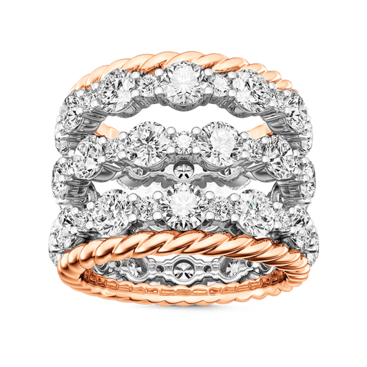 Gnoce Stackable Two-tone Paved Trio Ring Set_1