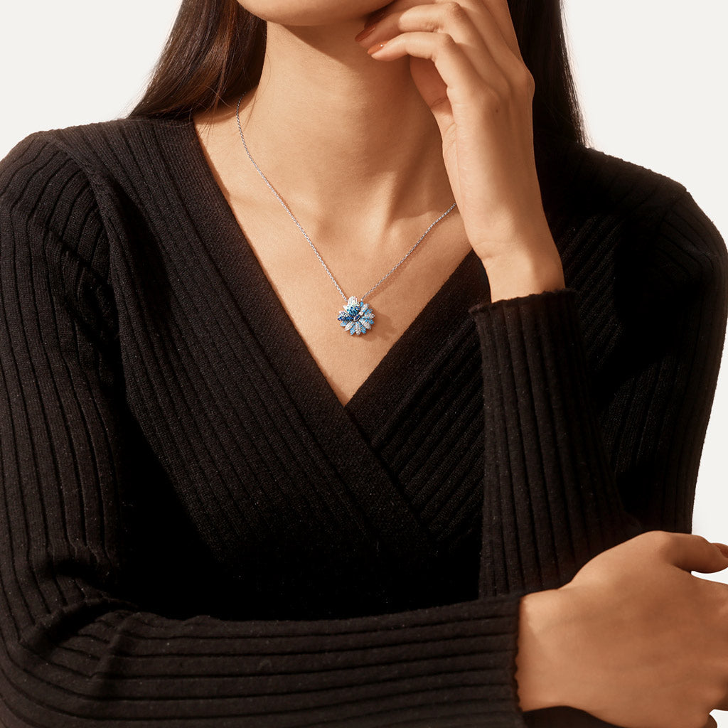 Gnoce Butterfly Daisy Pendant Necklace_6