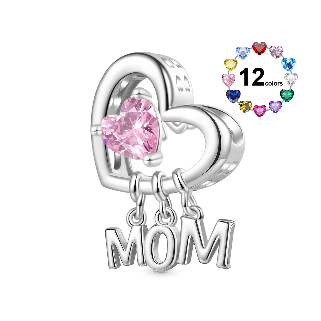 Gnoce Mother's Day Love Heart Birthstone Charm_1