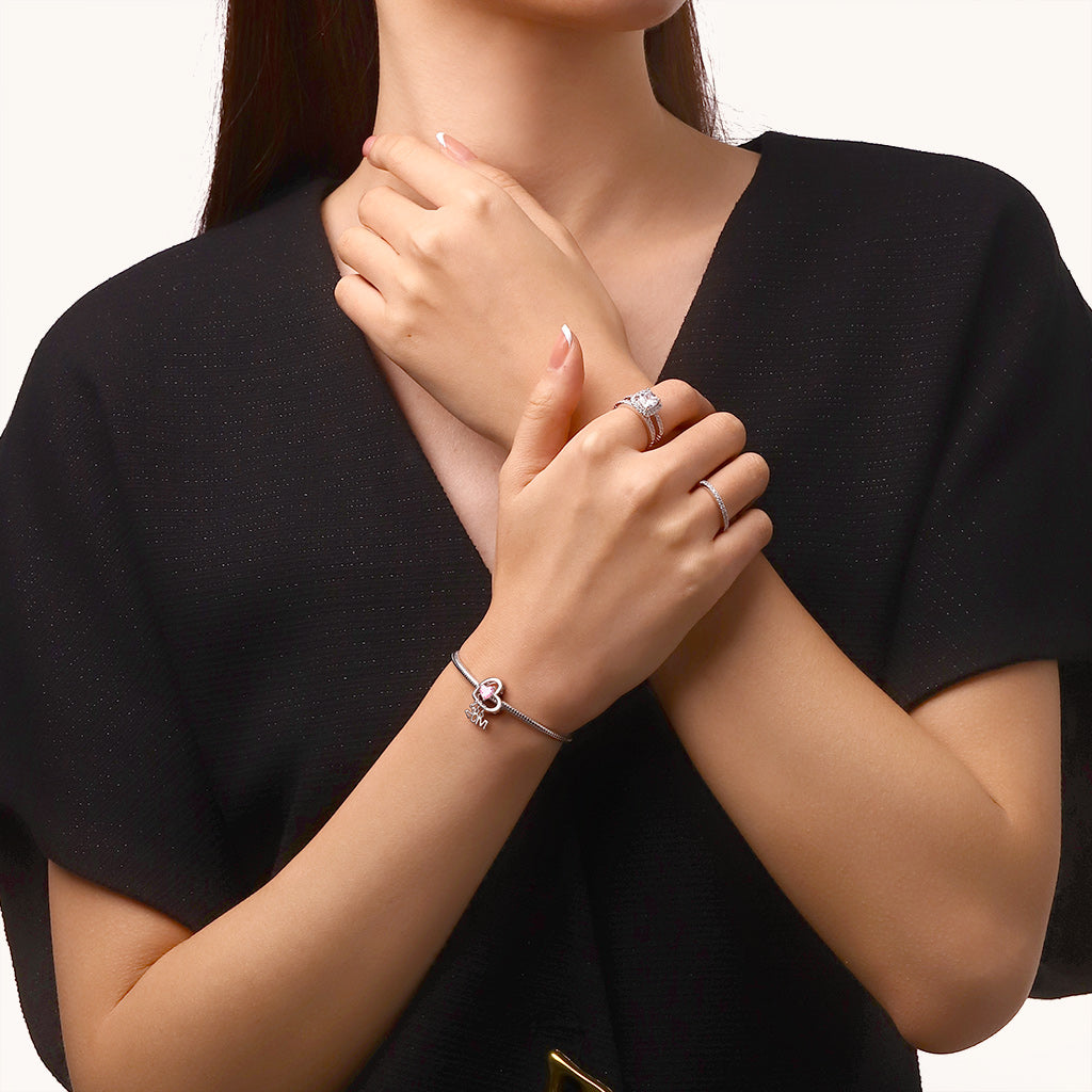 Gnoce Mother's Day Love Heart Birthstone Charm_5