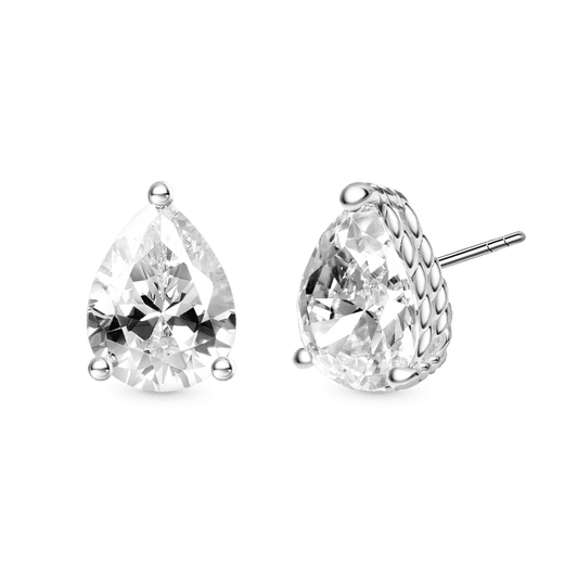 Gnoce Pear Cut Twisted Rope Earrings Platinum-plated Silver Blend_1