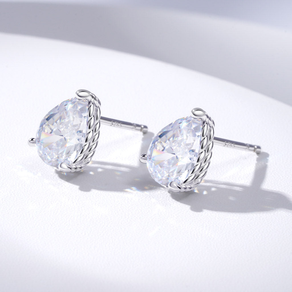 Gnoce Pear Cut Twisted Rope Studs Earrings_3