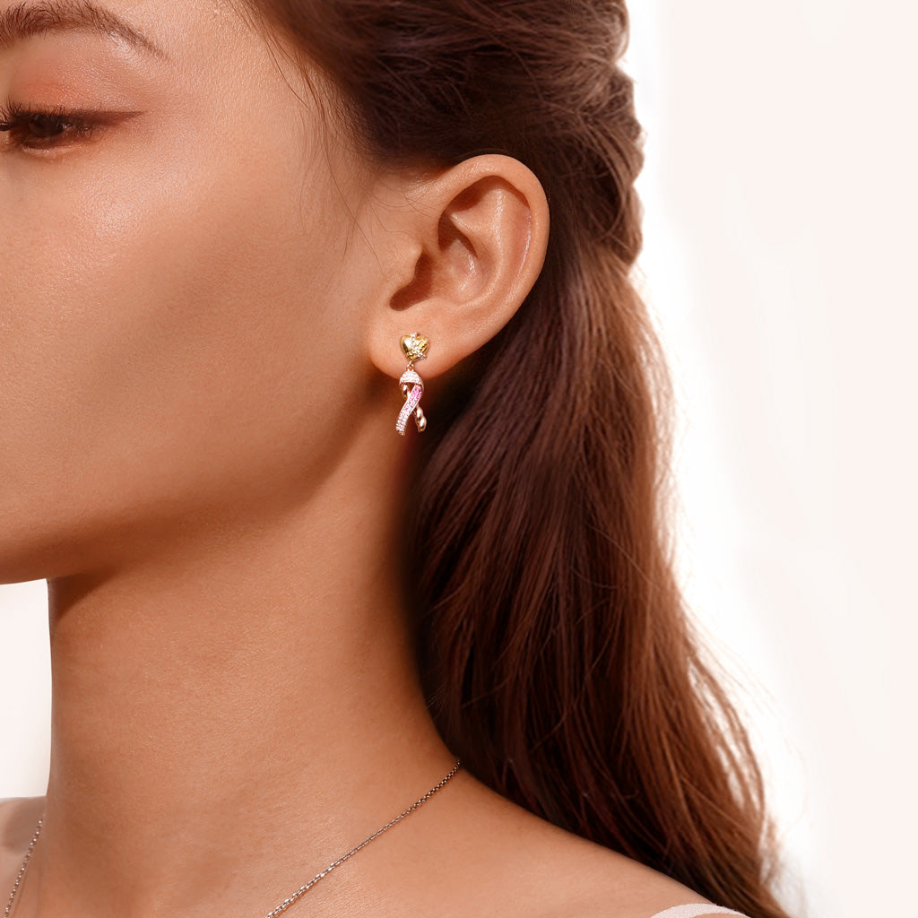 Gnoce Ribbon Symbol Breast Cancer Awareness Earrings_3