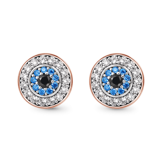 Gnoce Devil's Eye Paved Stud Earrings Platinum-plated Silver Blend_1