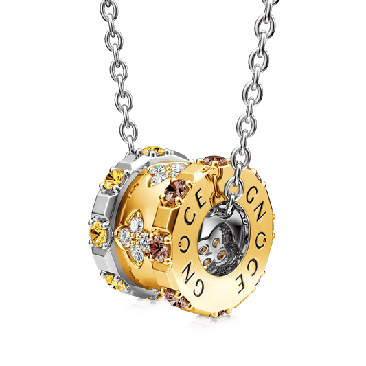 Gnoce Lucky Four-leaf Clover Drum Pendant Necklace_1