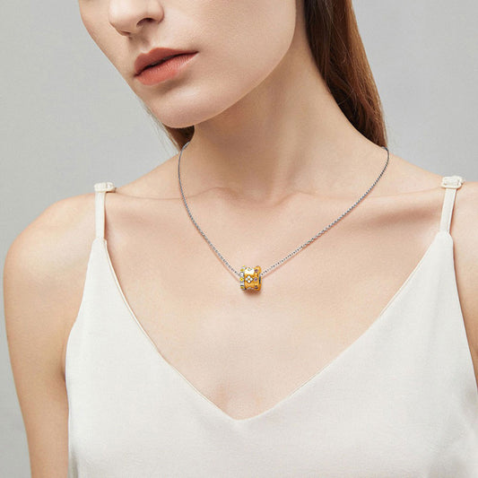 Gnoce Lucky Four-leaf Clover Drum Pendant Necklace_4