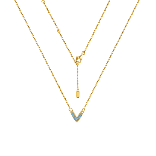 Gnoce 18K Gold Plated "V" CZ Birthstone Necklace_1
