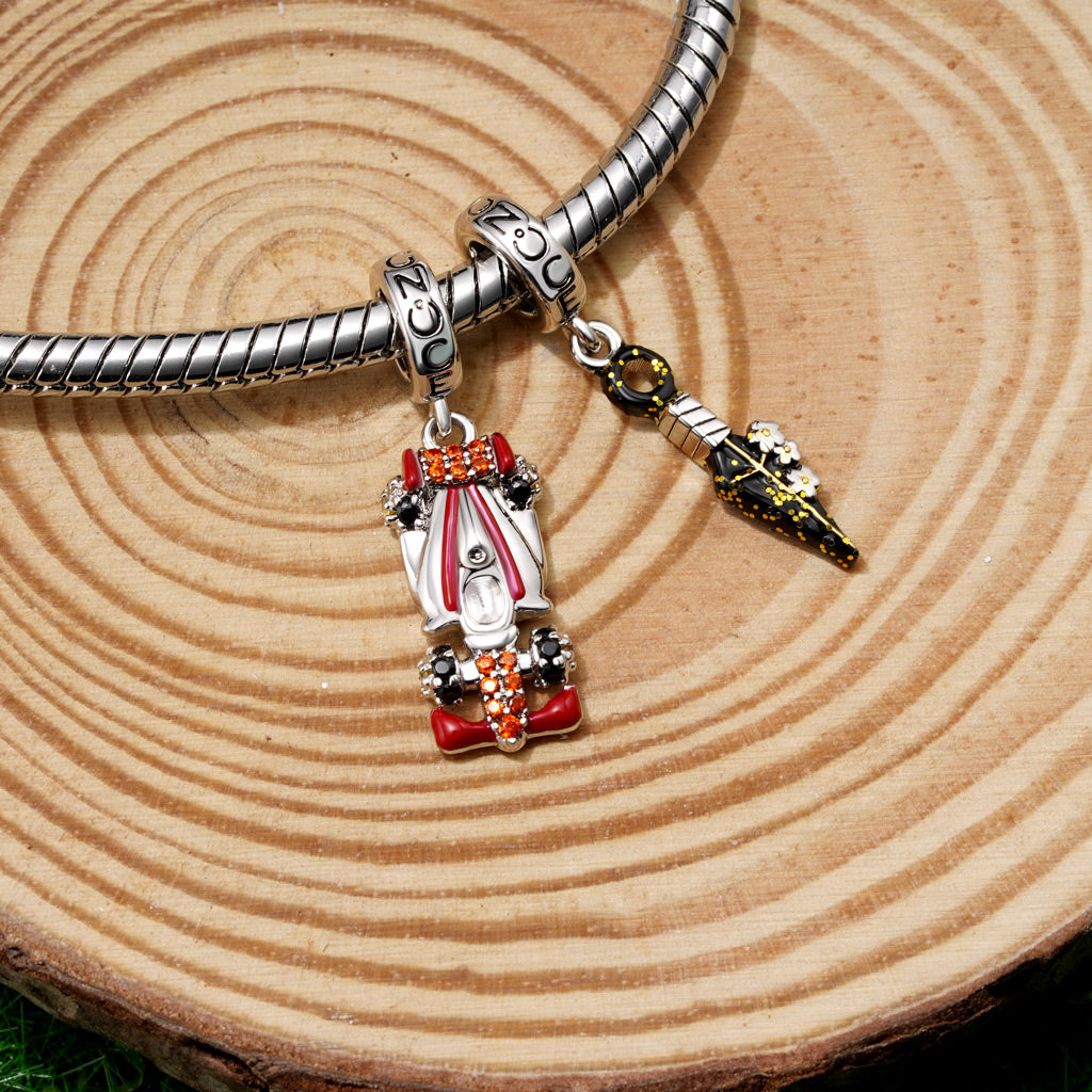Gnoce Engravable Race Car Pendant Dangle Charm_3