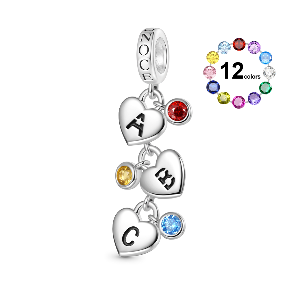 Gnoce Heart-shaped Hollow Personalized 1-6 Letters Pendant Dangle Charm_1