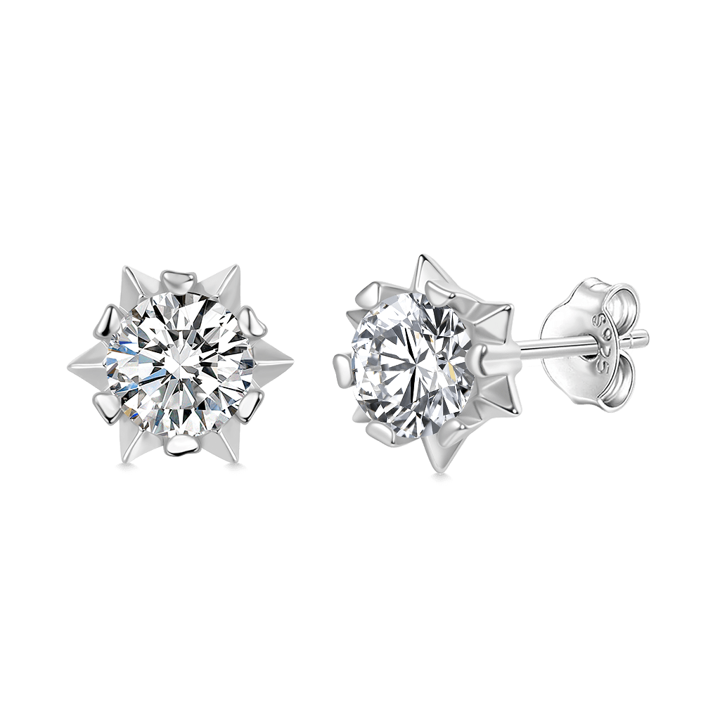 Gnoce Romantic Snowflake  Moissanite Stud Earring Platinum-plated Silver Blend_1
