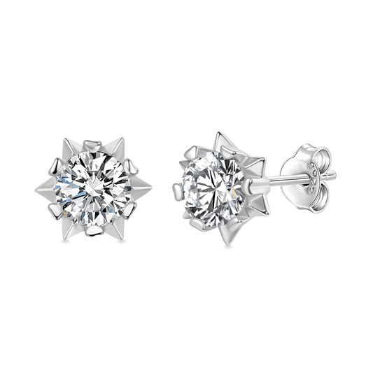 Gnoce Romantic Snowflake VVS Moissanite Stud Earring_1