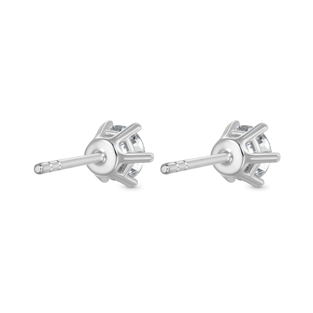 Gnoce Round Cut Moissanite Stud Earrings Platinum-plated Silver Blend_2