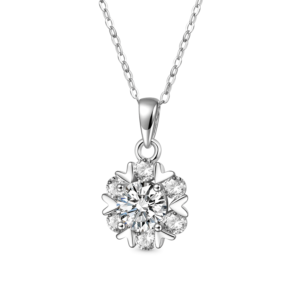 Gnoce Gorgeous 1Ct VVS Moissanite Snowflake Pendant Necklace_1