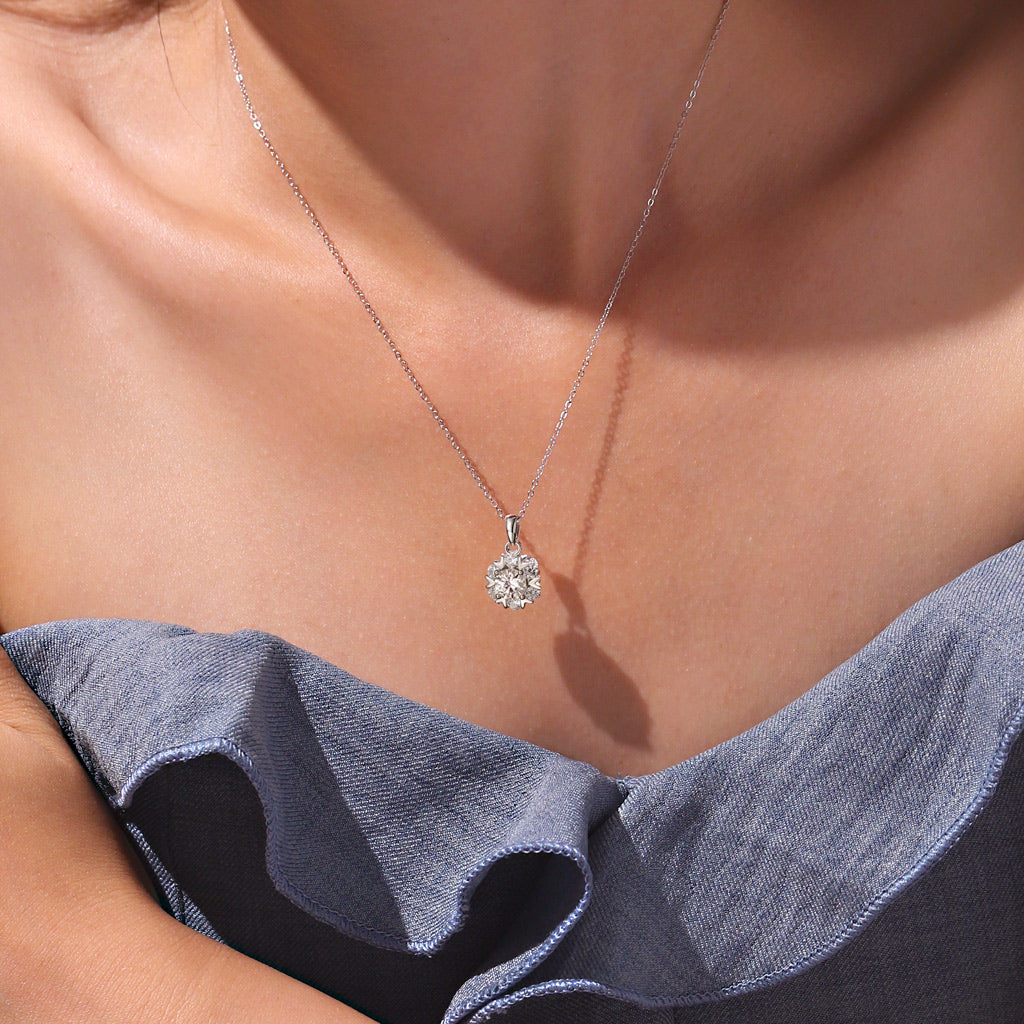 Gnoce Gorgeous 1Ct VVS Moissanite Snowflake Pendant Necklace_6