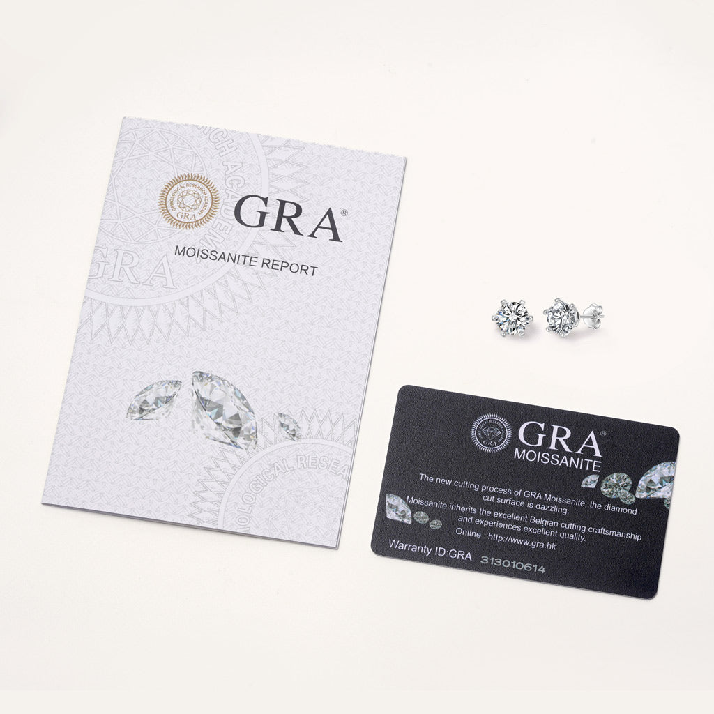 Gnoce Round Cut Moissanite Stud Earrings Platinum-plated Silver Blend_3