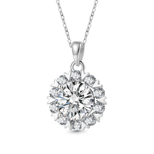 Gnoce Brilliant 5CT Round 925S & VVS Moissanite Sunflower Necklace_1