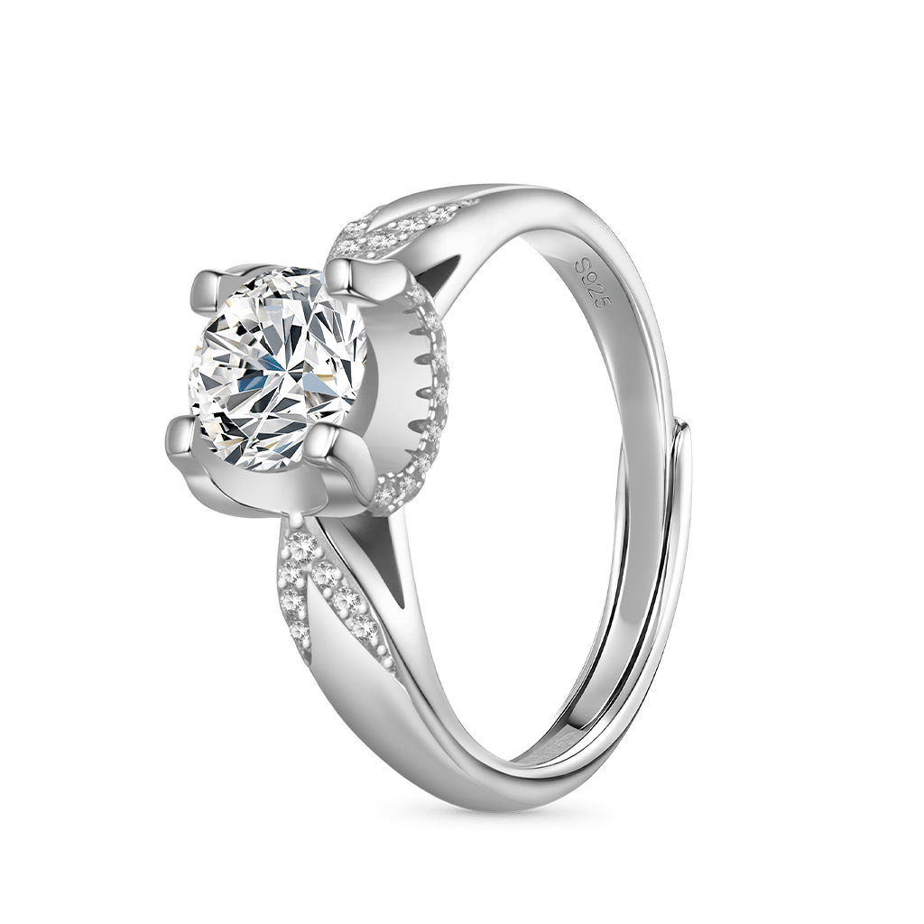 Gnoce Sparkling Twist 1.0 Ct Round VVS Moissanite Engagement Ring_2