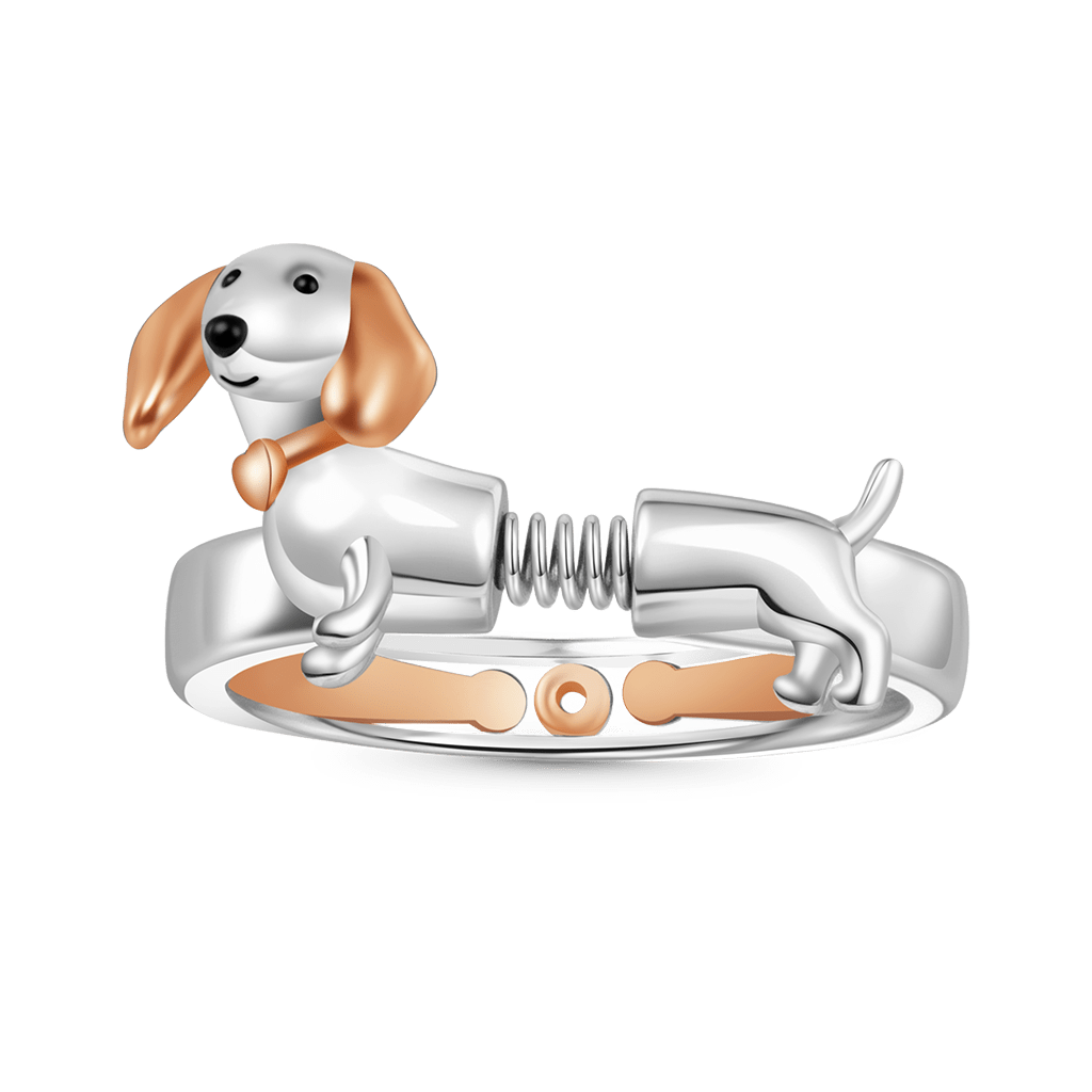 Gnoce Spoof Spring Dachshund Adjustable Ring_1