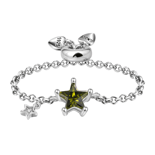 Gnoce Engravable Olive Yellow Star Chain Ring_1